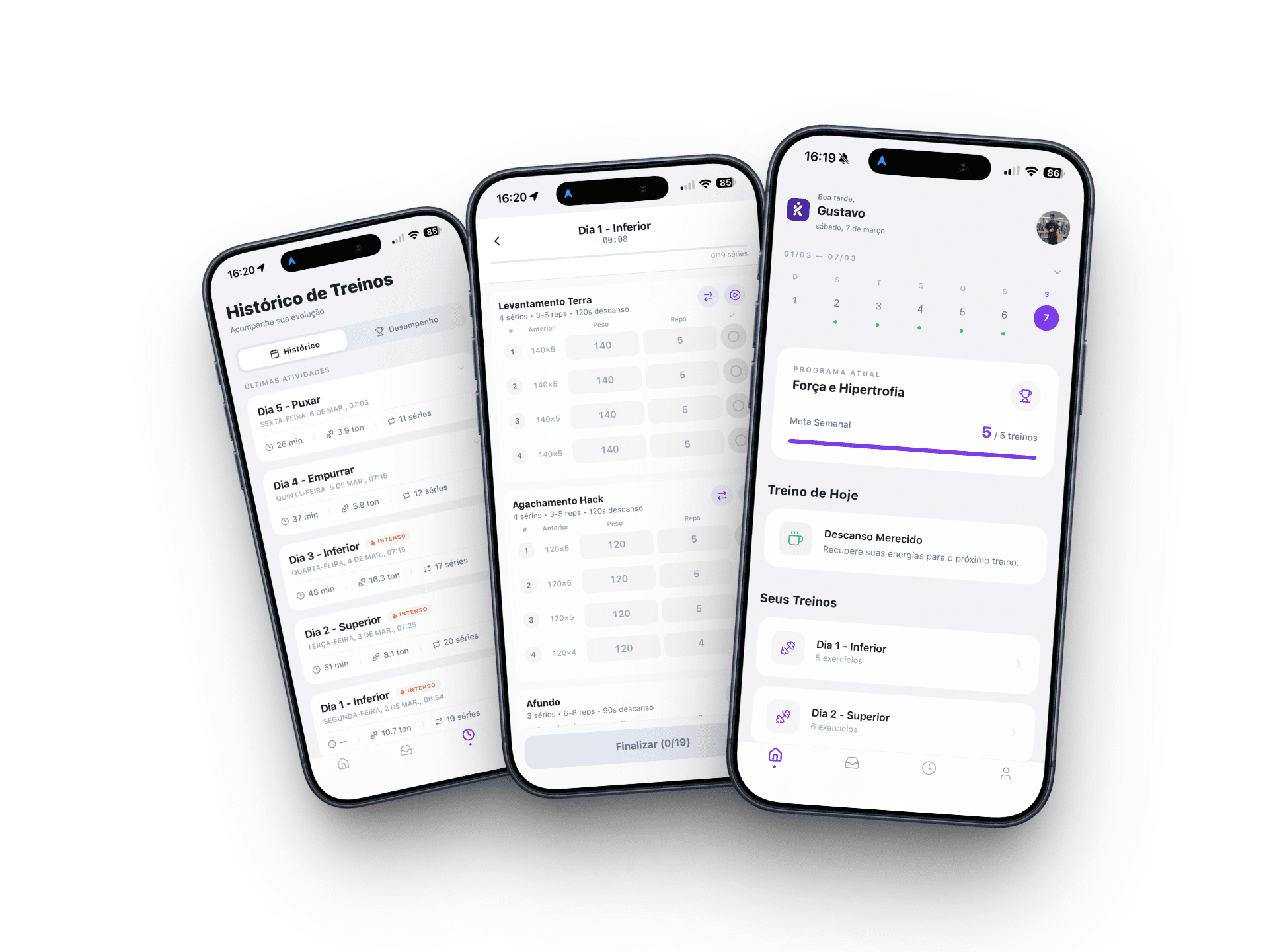 Kinevo — app do aluno em 3 iPhones